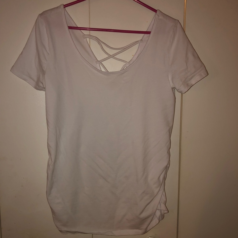 Crisscross back White Maternity T